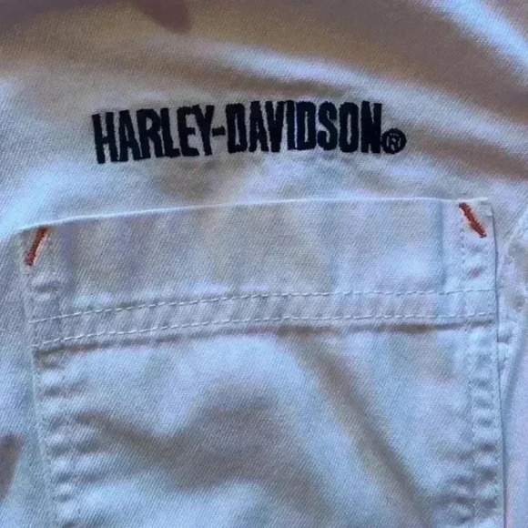 Harley Davidson cotton embroidered sleeveless button down shirt - Picture 4 of 7